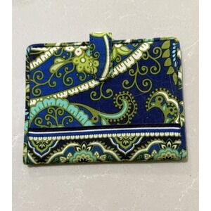 VERA BRADLEY Fold Over Cotton Passport Cover with ID Slip/Rhythm and Blues Ret